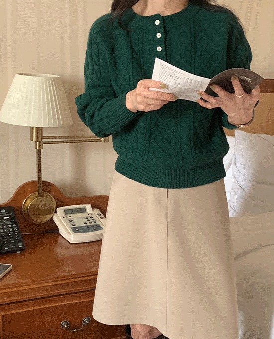 merryaround-에임 피셔 반오픈 (knit)(울50%)♡韓國女裝上衣