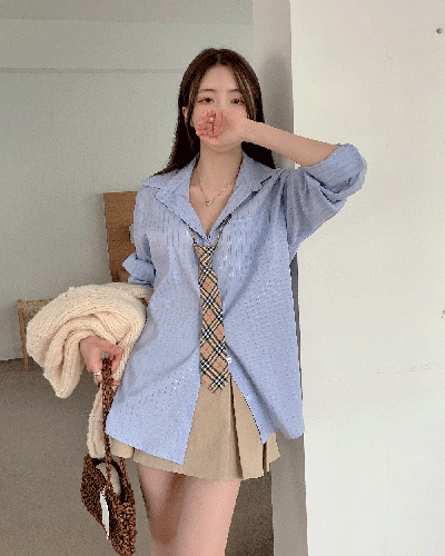 modernrobe-해리슨 스트라이프 셔츠♡韓國女裝上衣