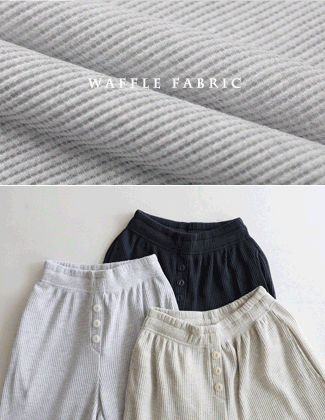 roompacker-룸페커 [[RR]델먼 와플 버튼 이지팬츠]♡韓國女裝褲