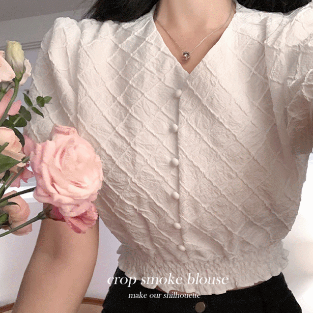 second-edition-죠비엠보스모크크롭 blouse♡韓國女裝上衣