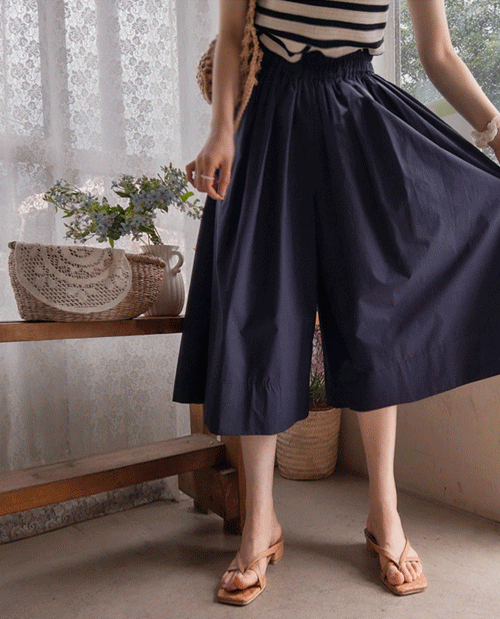 leelin-[클라이더 에이라인 편안한 맵시밴드 치마팬츠[size:F(55~66)]]♡韓國女裝褲