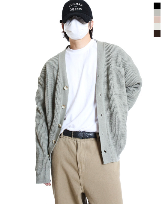KoreanApparel-[no28.루즈핏 포켓 브이넥 하찌 니트가디건]♡韓國男裝外套