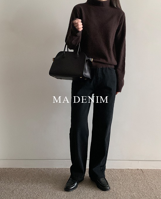 merryaround-[MA DENIM] 윈터 코스 슬림와이드 블랙 (pants)♡韓國女裝褲
