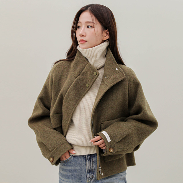 chicfox-[프렌치시크]머드포켓 울 핸드메이드 숏 코트♡韓國女裝外套