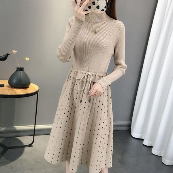shehj-스플 도트 니트 원피스(비스코스 30%)♡韓國女裝連身裙