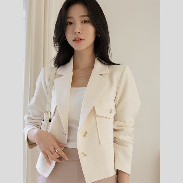ode - 오프닝 포켓 포인트 트위드 자켓♡韓國女裝外套