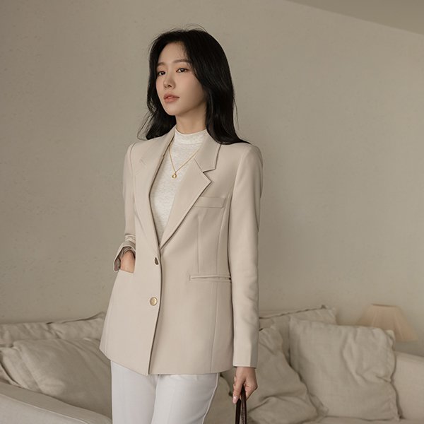 ode - 골드 버튼 포인트 탄탄 슬림핏 자켓♡韓國女裝外套