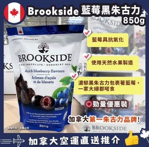 【加拿大空運直送】Brookside Blueberry Dark Chocolate 藍莓黑朱古力 850g