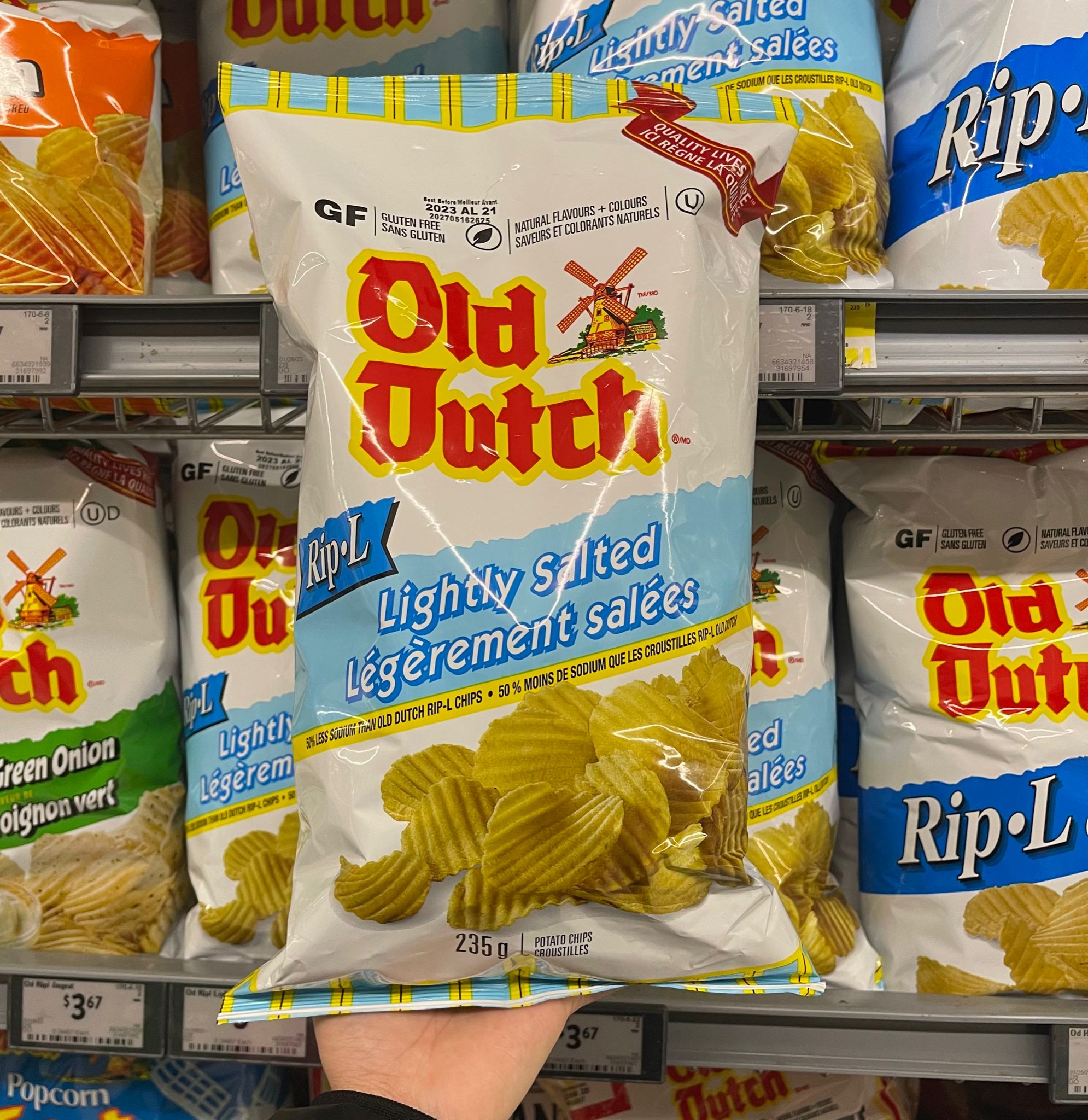 【加拿大空運直送】Old Dutch Rip L Potato ChipsLightly Salted 低鹽波浪薯片 255g 