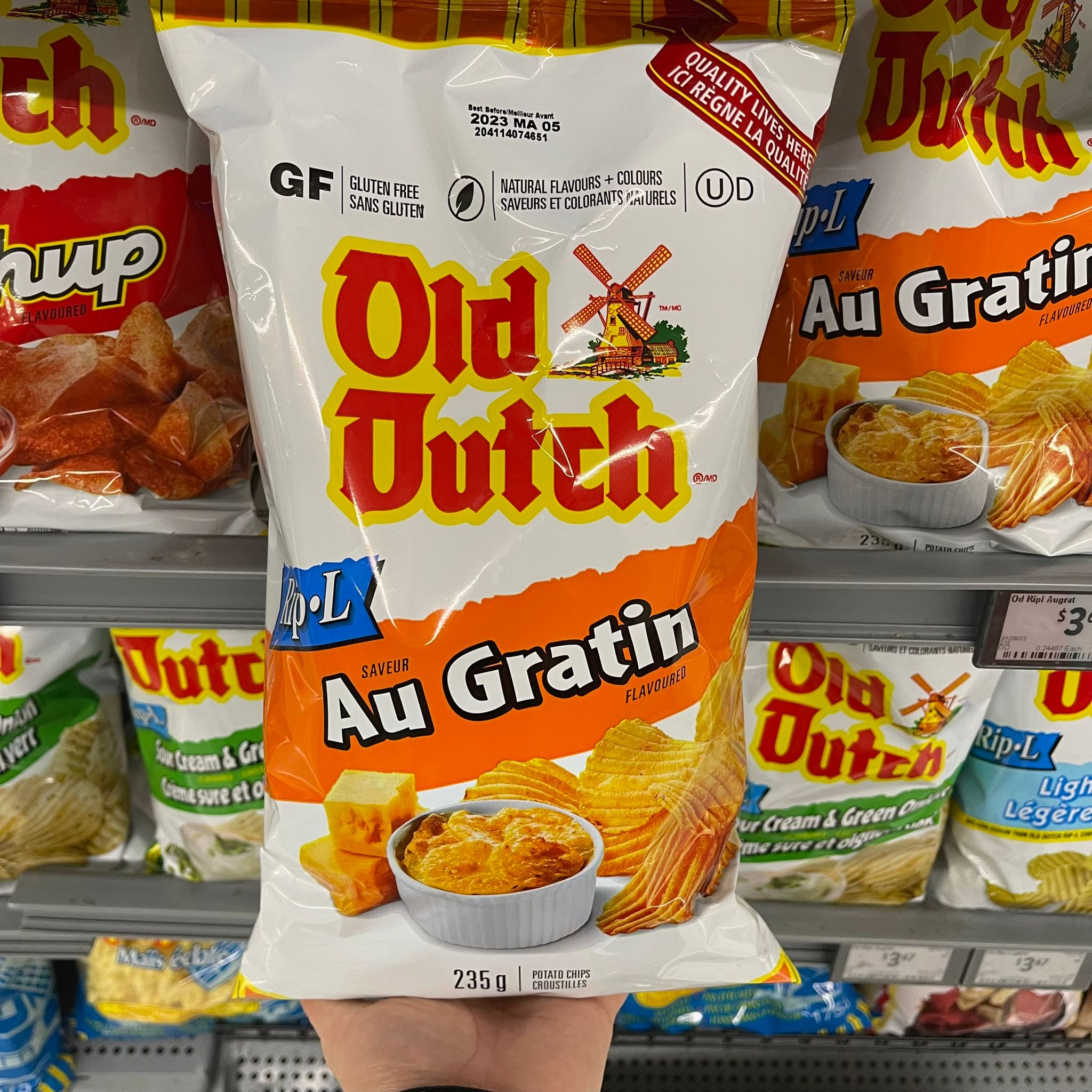 【加拿大空運直送】Old Dutch Rip-L Au Gratin Potato Chips 法式奶油芝士味波浪薯片 235g