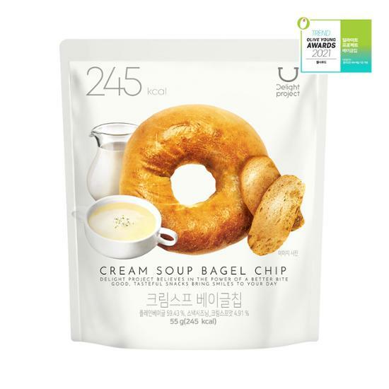 韓國直送- Olive Young 熱賣低卡零食|Delight Project Bagel Chip 低熱量貝果脆餅乾 (Cream Soup忌廉濃湯味 ) 60g